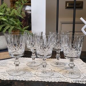 Set of 5 Vintage Cut Crystal Glasses | Lismore Style Sherry/Port 6" Stemware